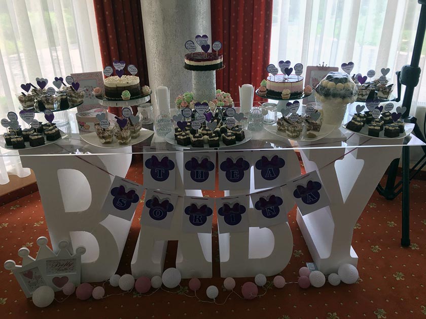 Candy Bar pentru botez, BABY, dimensiuni 160 x 80 cm, polistiren expandat, culoare alb, grosime 50 cm