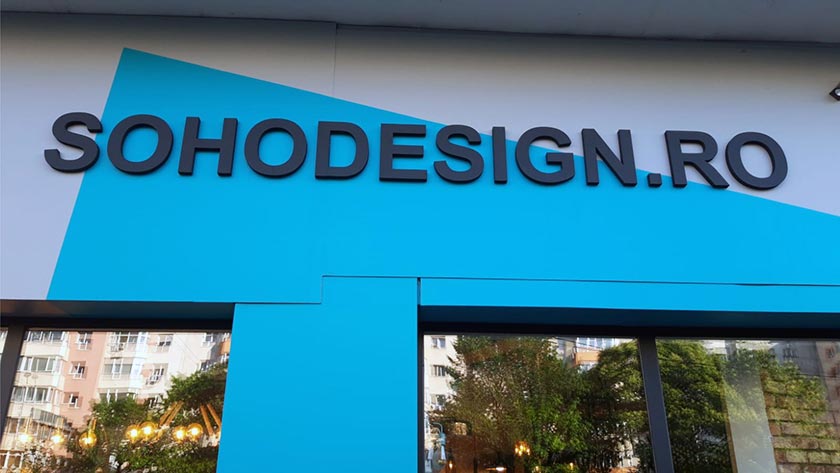 Logo din polistiren extrudat, grosime 5 cm, vopsit negru